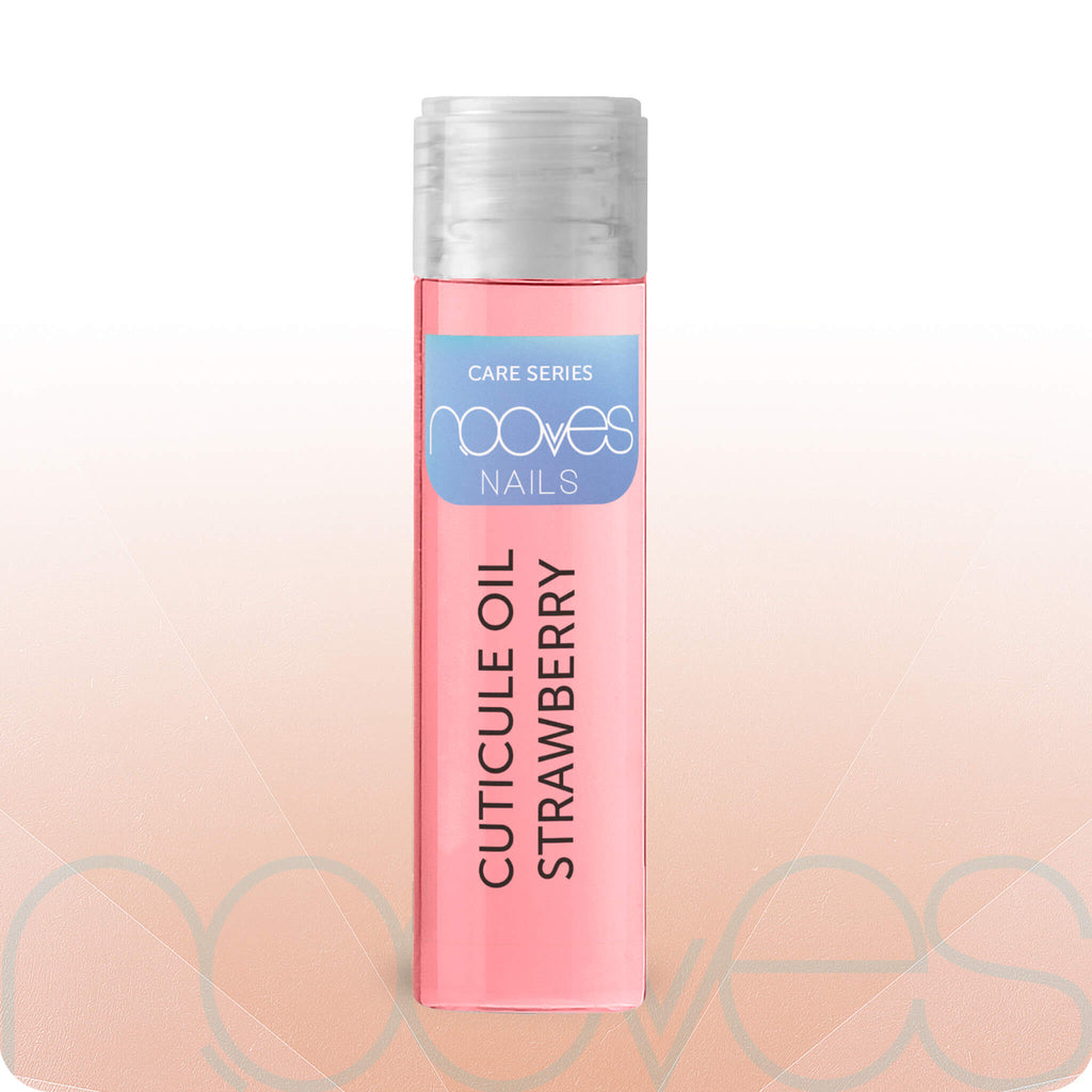Strawberry scented roll-on cuticle oil bottle for hydrating nail care and manicures