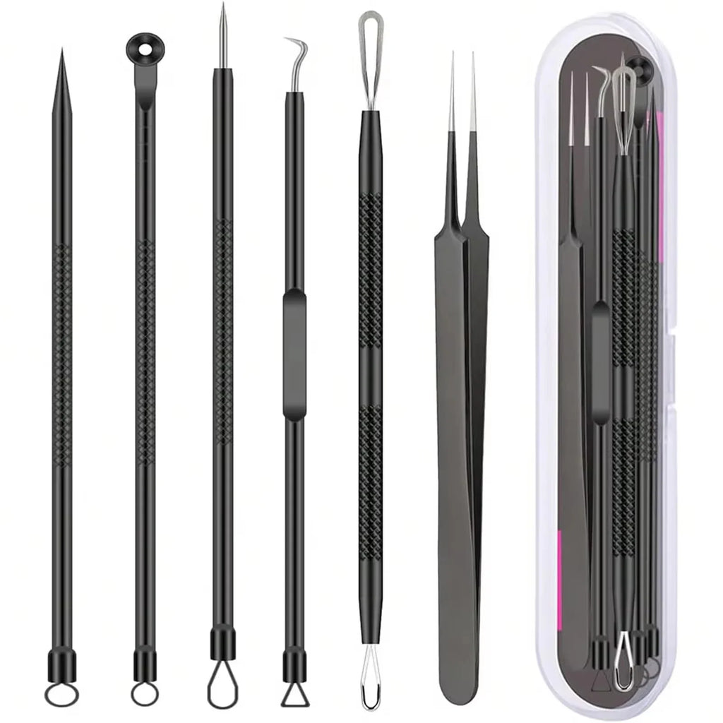 Professional stainless steel acne removal needle set with precision loops and extraction tools