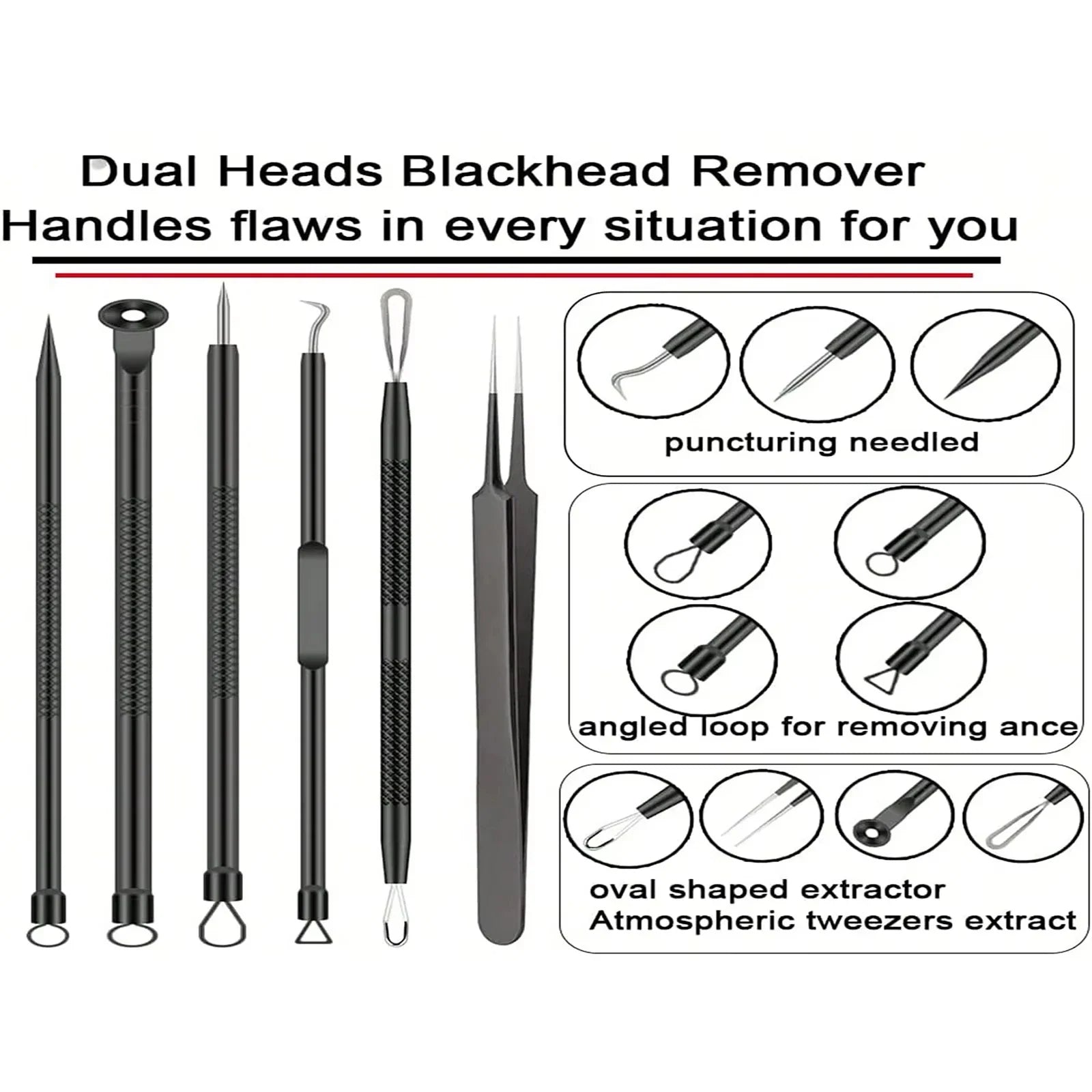 Professional stainless steel acne removal needle set with precision loops and extraction tools — view 2
