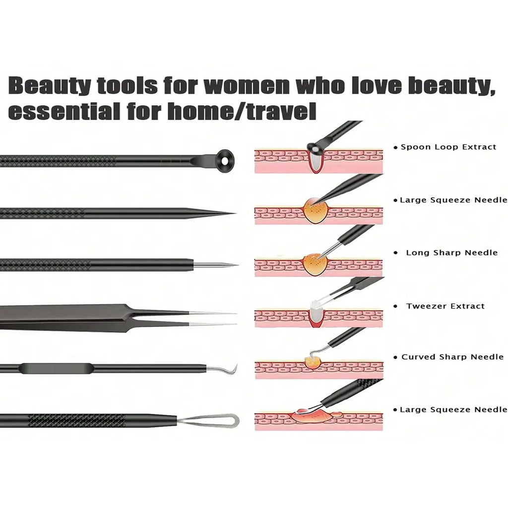 Professional stainless steel acne removal needle set with precision loops and extraction tools — view 3