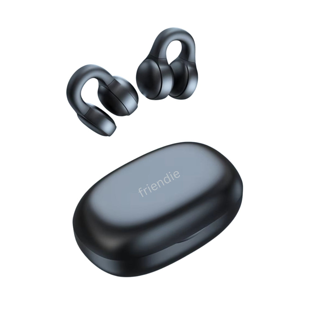 Matte black AIR Active 3.0 open ear sport wireless earbuds with protective charging case. — view 2