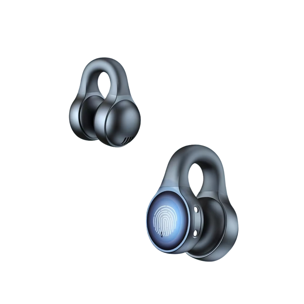 Matte black AIR Active 3.0 open ear sport wireless earbuds with protective charging case. — view 5