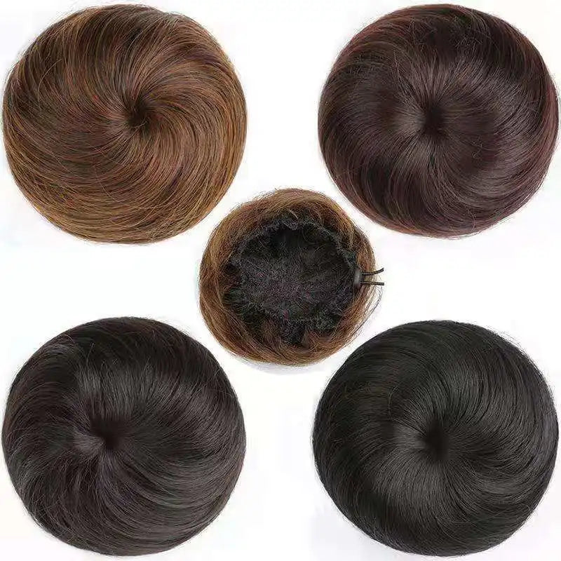 Adjustable synthetic hair scrunchie bun extension in a vibrant color for chic donut chignon updos — view 3