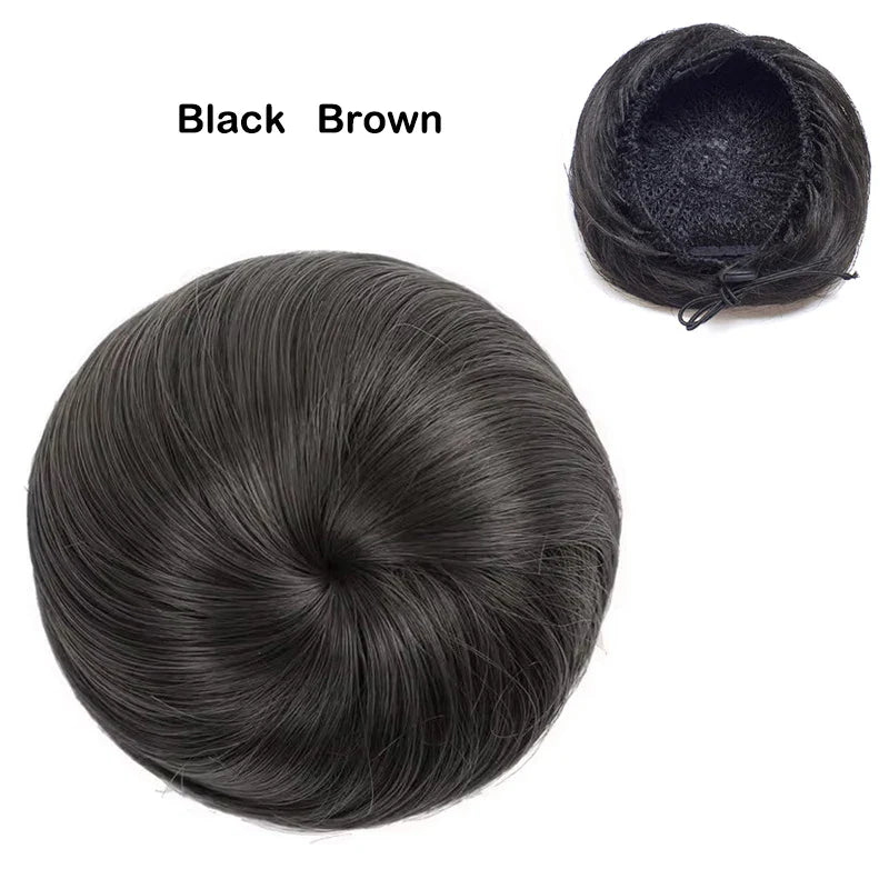 Adjustable synthetic hair scrunchie bun extension in a vibrant color for chic donut chignon updos — view 5