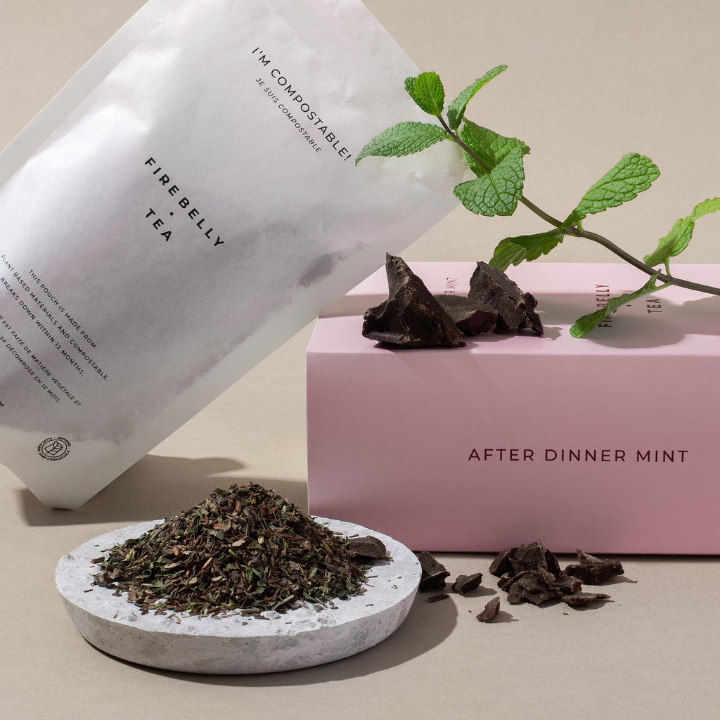 After Dinner Mint organic herbal tea blend with chocolate mint and valerian root for relaxation — view 4