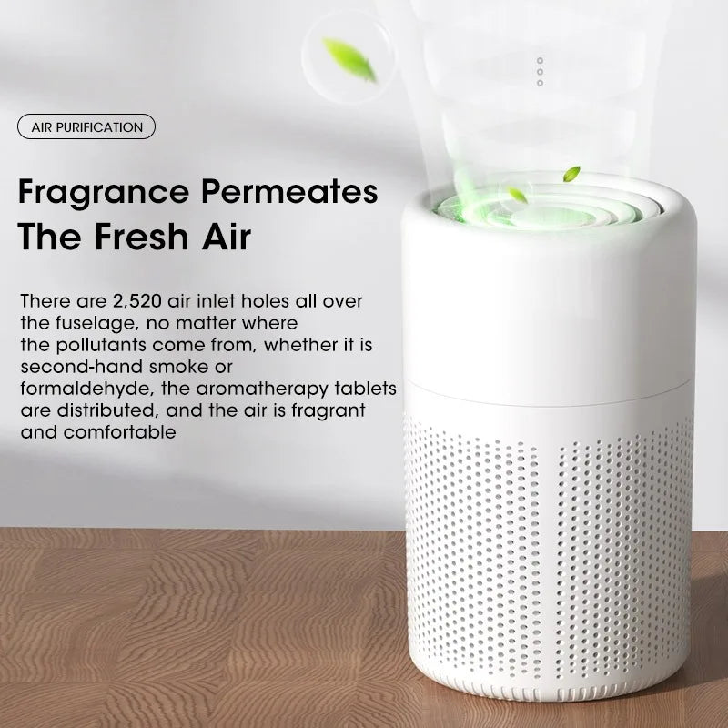White compact H13 HEPA air purifier for home with 360 degree air inlets — view 4