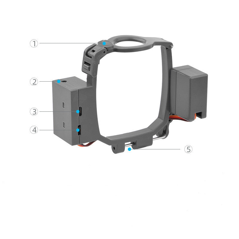 Grey ABS AirDrop thrower for DJI Mavic 2 drone showing installation accessories and mounting brackets. — view 3