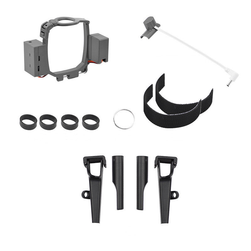 Grey ABS AirDrop thrower for DJI Mavic 2 drone showing installation accessories and mounting brackets. — view 5