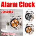 Vintage style metal bell alarm clock with clear analog display for bedside and desktop use