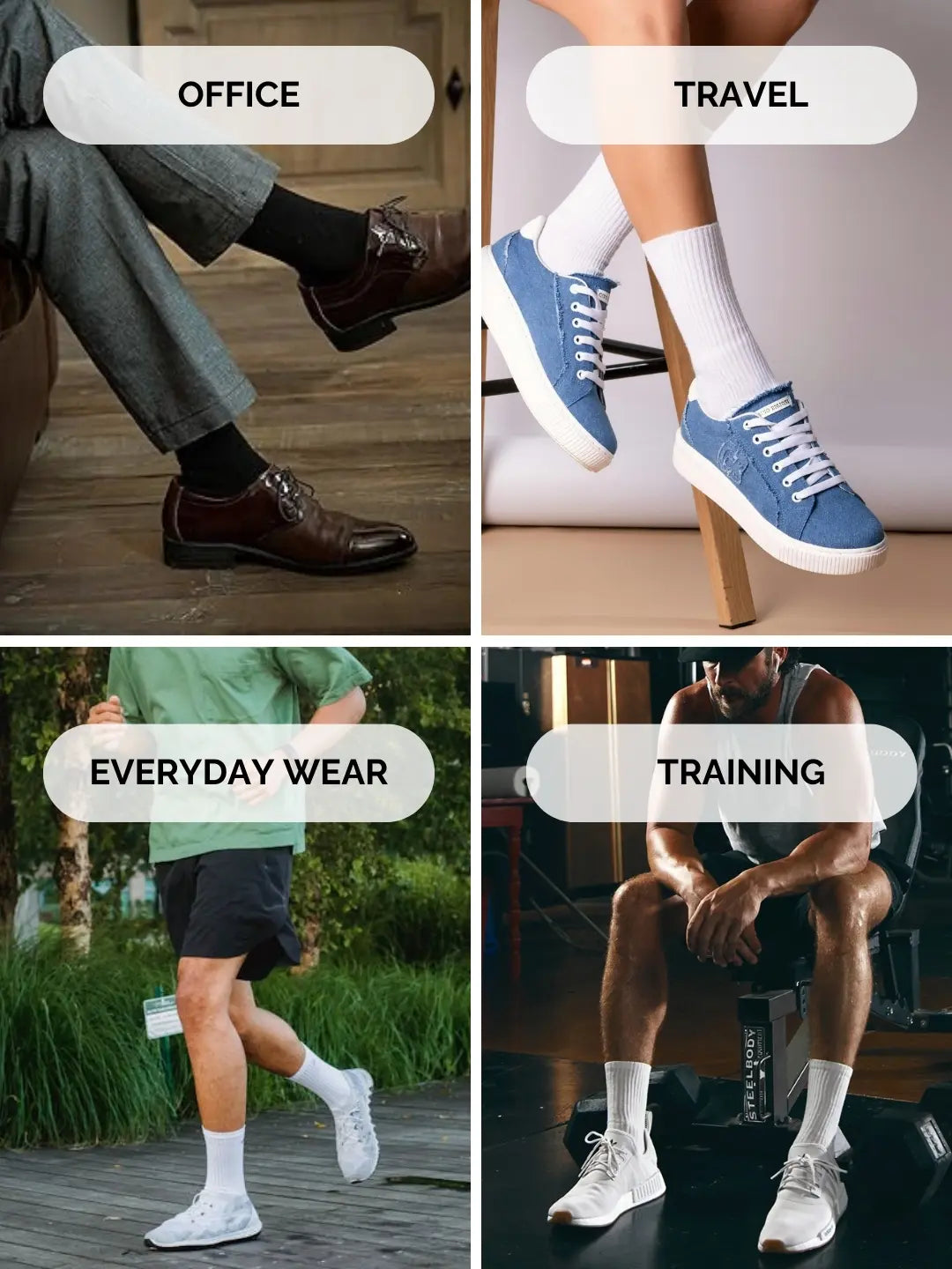 Three pairs of black premium cotton blend crew socks featuring soft cushioning and arch support. — view 6
