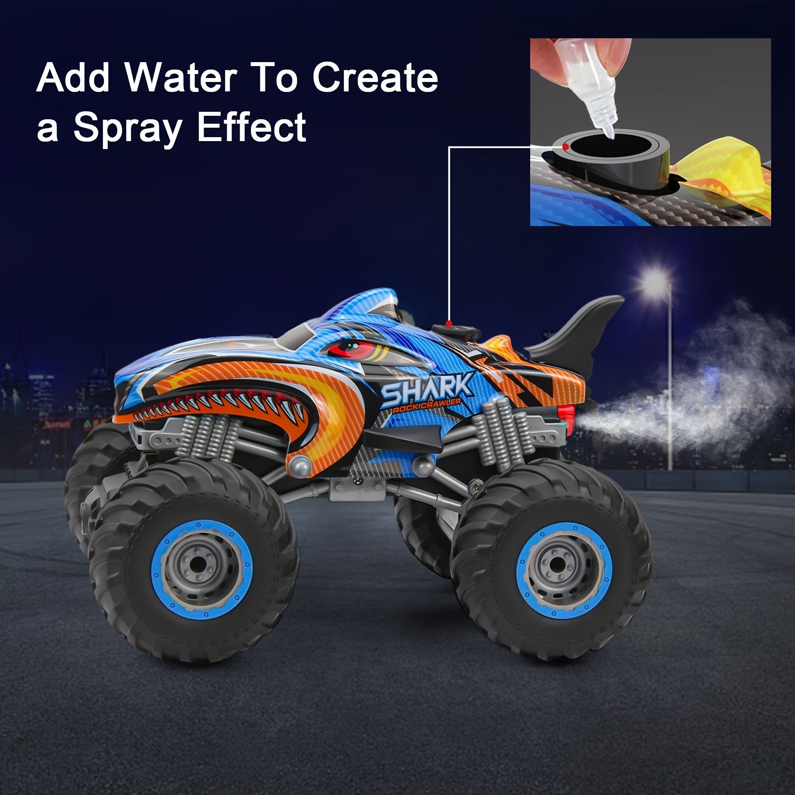 1:16 scale all terrain RC monster truck with oversized tires for outdoor racing