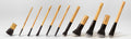 Sustainable 11-piece makeup brush set with bamboo handles and organic cotton storage bag