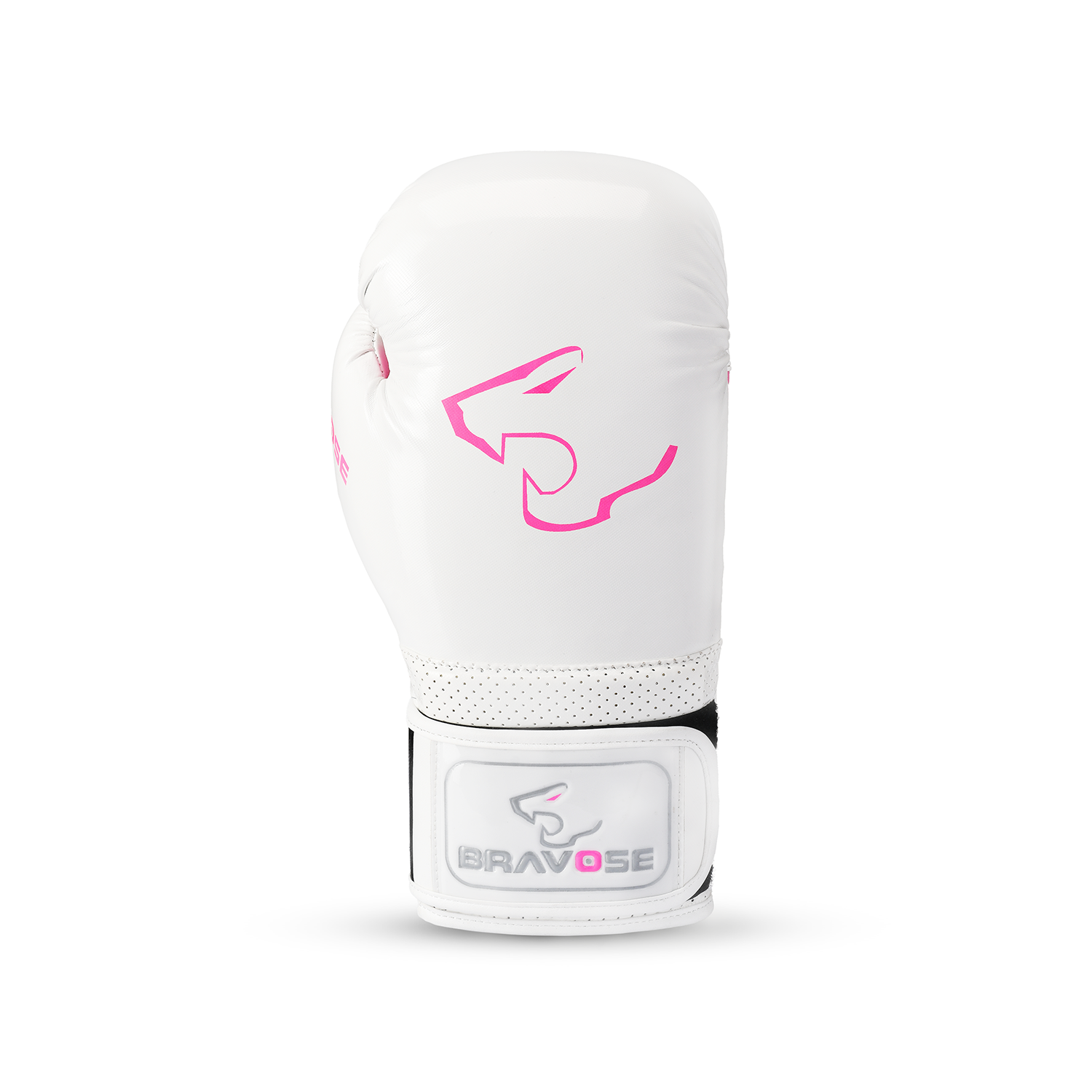 Alpha white pink boxing gloves in PU synthetic leather with Velcro strap for sparring and training — view 2