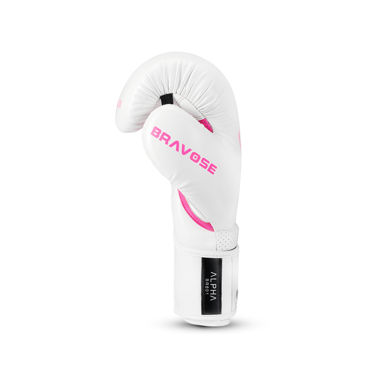 Alpha white pink boxing gloves in PU synthetic leather with Velcro strap for sparring and training — view 4