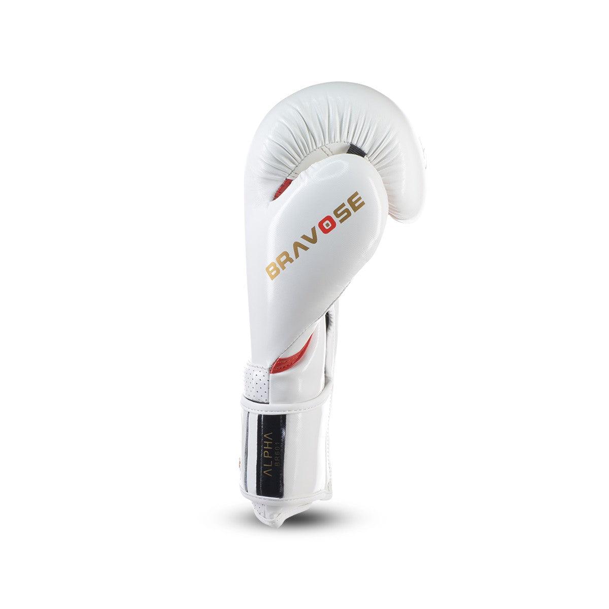 Bravose Alpha white and red synthetic leather boxing gloves for sparring and heavy bag work — view 3