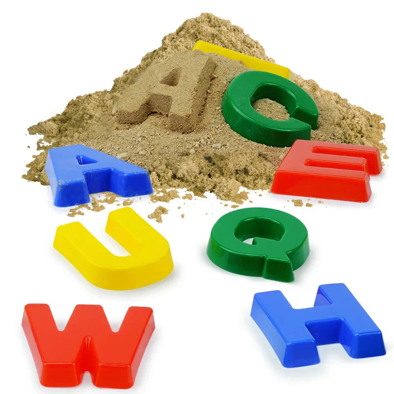 26 piece brightly colored plastic alphabet sand molds for toddlers educational beach and sandbox play — view 4