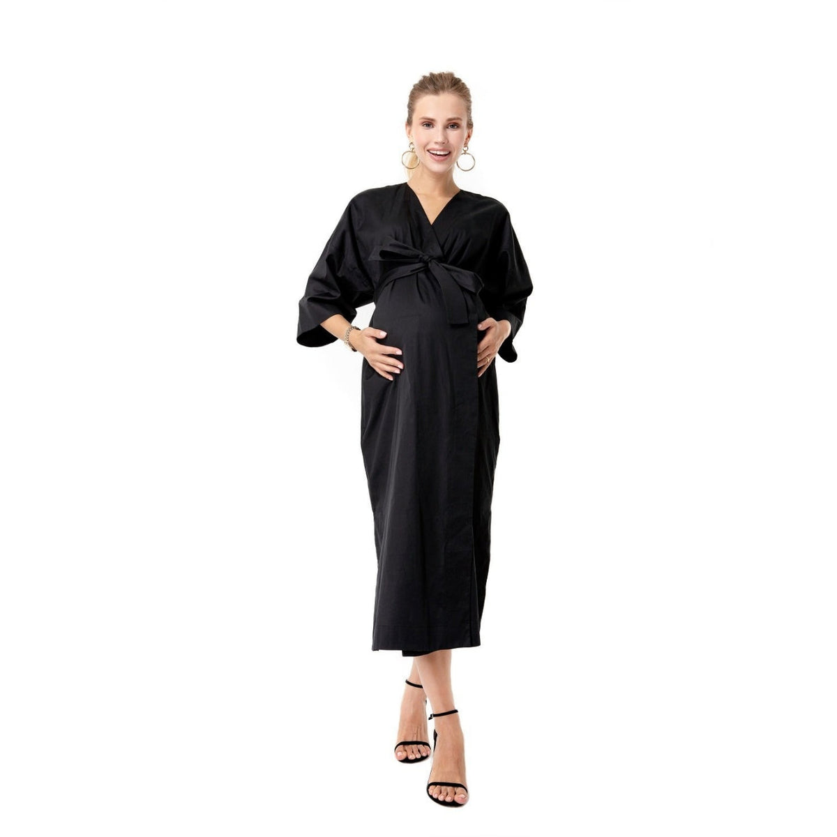 Amaterasu Tie Belt Maternity/Nursing Wrap Midi Dress-0