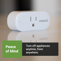 White Emporia smart plug Wi-Fi energy monitoring outlet for smart home automation