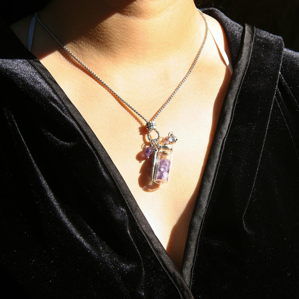 Amethyst Diffuser Necklace | Aroma Jewelry | Energy & Healing | Diffusing on the go-1