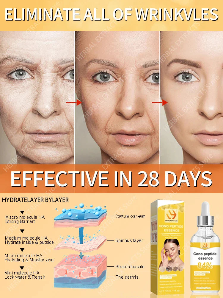 Anti-aging face serum set in glass dropper bottle, clear firming liquid for wrinkle removal. — view 4