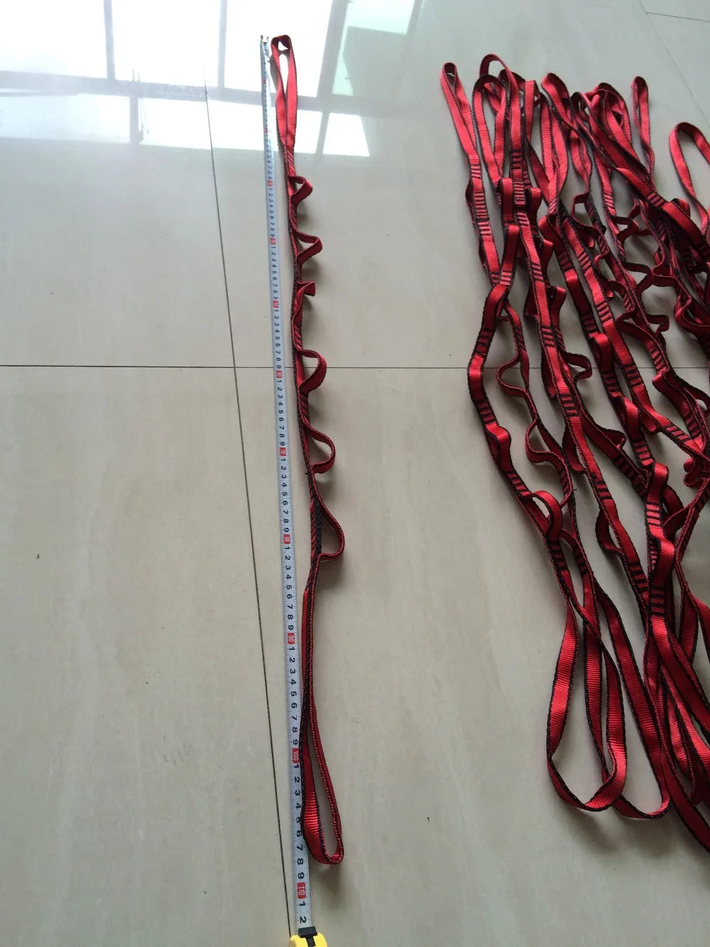 Red aluminum alloy yoga hammock locking carabiner for secure anti-gravity aerial fitness and outdoor climbing — view 3
