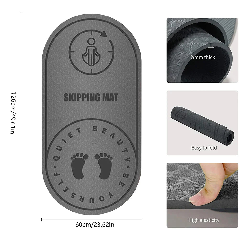 Grey high density anti noise jump rope mat made of TPE with non slip texture — view 3