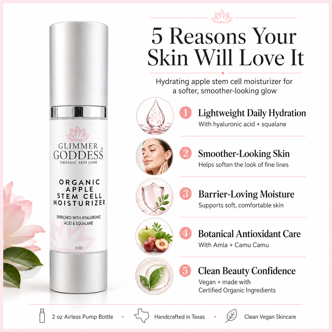 Organic apple stem cell moisturizer jar, luxurious anti-aging cream for youthful hydration and smooth skin — view 5