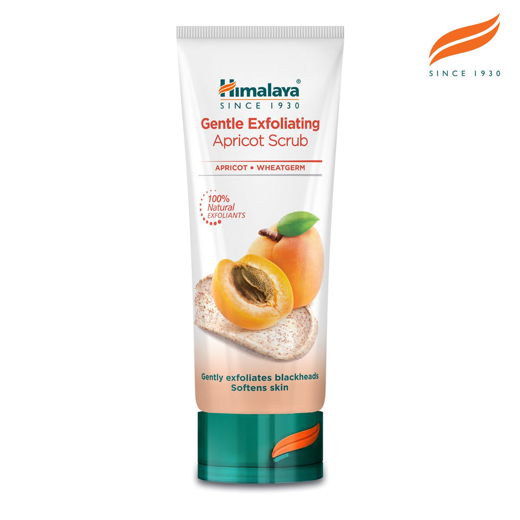 Himalaya gentle exfoliating apricot face scrub tube for deep cleansing and blackhead removal 75ml