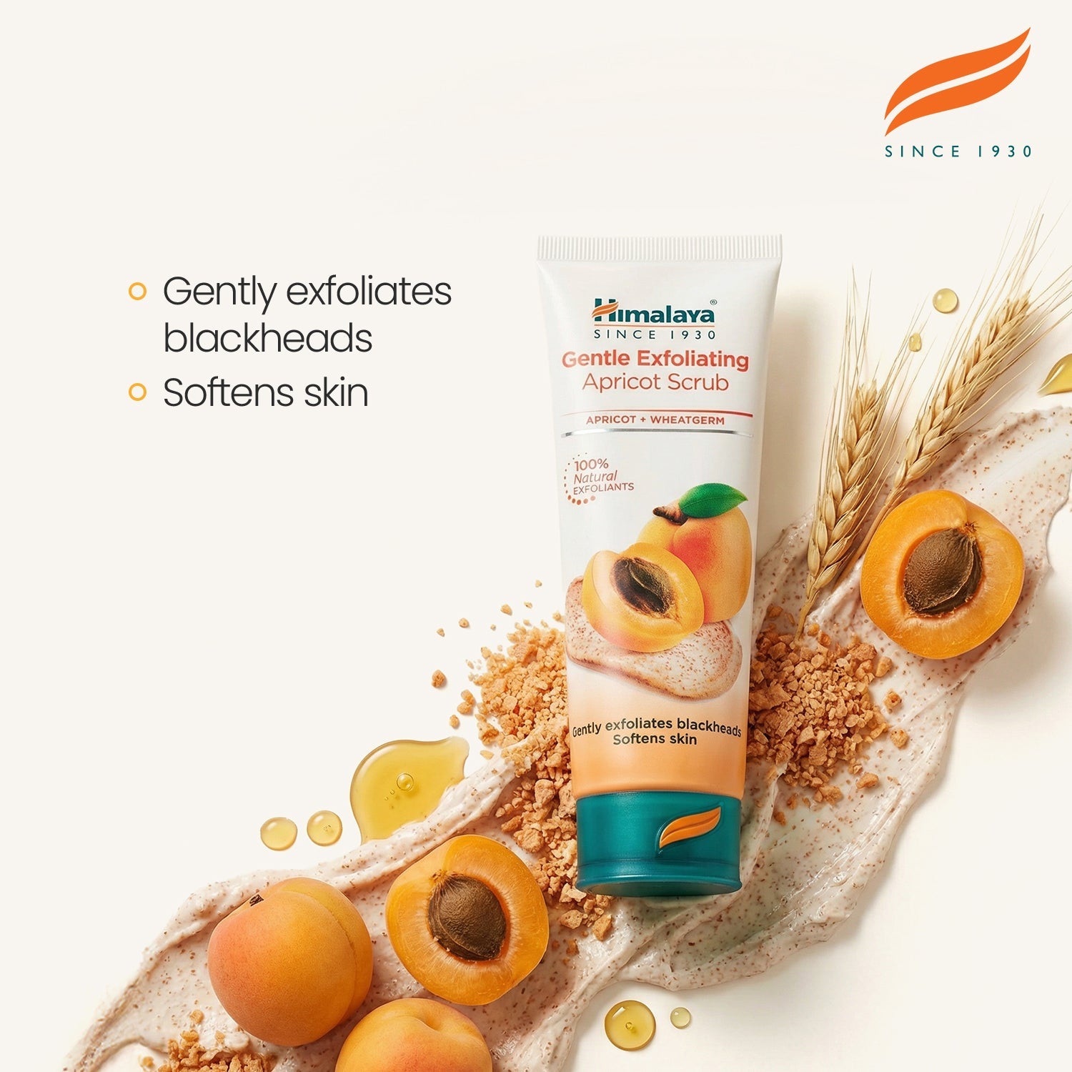 Himalaya gentle exfoliating apricot face scrub tube for deep cleansing and blackhead removal 75ml — view 2