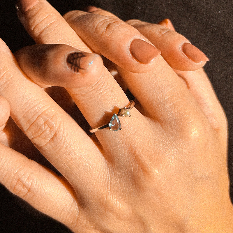 Aquamarine & Akoya Pearl Ring | 14K Gold-1