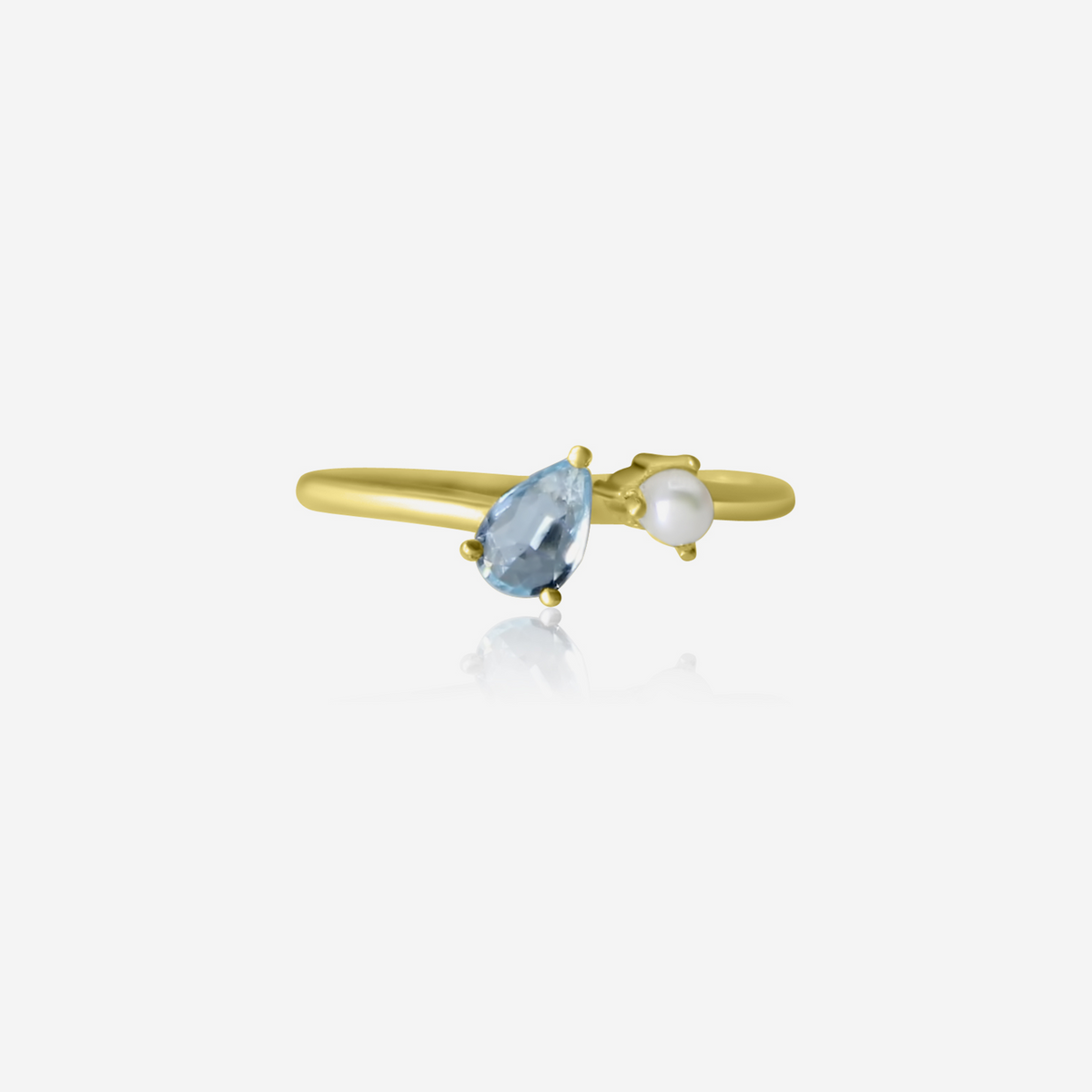 Aquamarine & Akoya Pearl Ring | 14K Gold-0