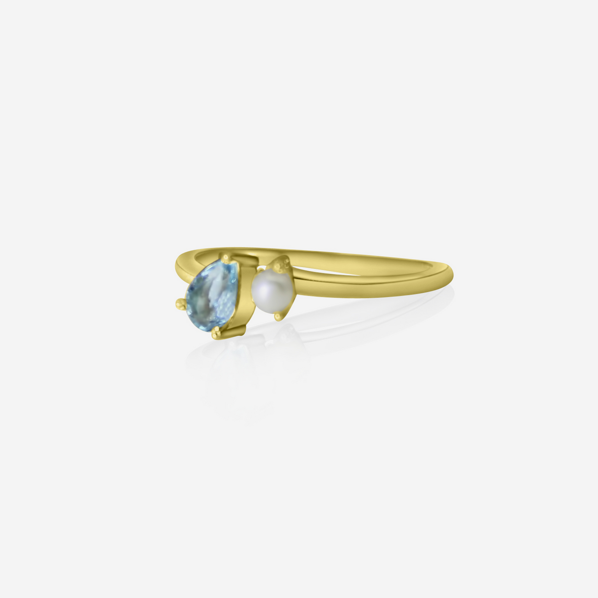 Aquamarine & Akoya Pearl Ring | 14K Gold-4