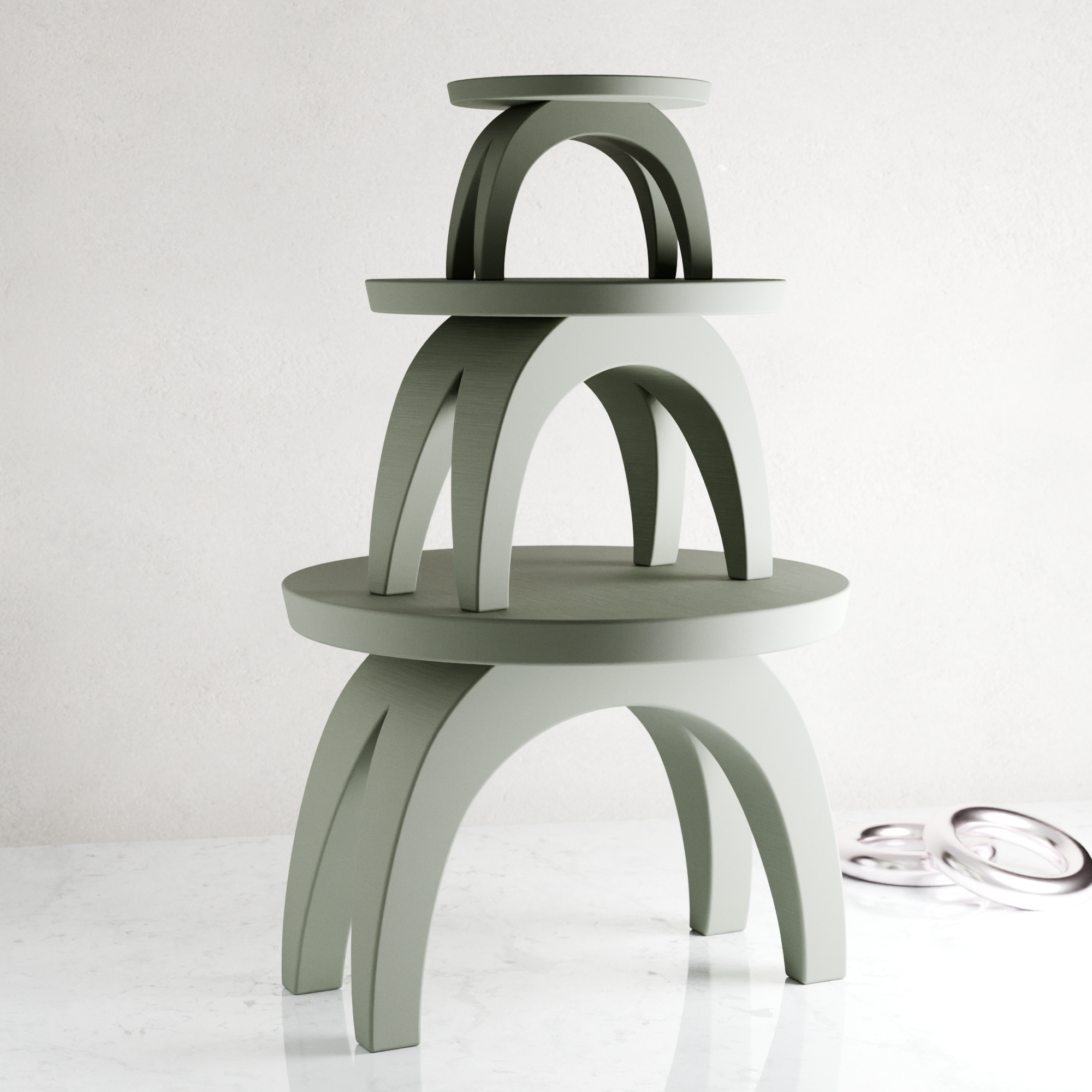 Modern ARC plant stand featuring a sleek curved design supporting an indoor potted houseplant — view 2