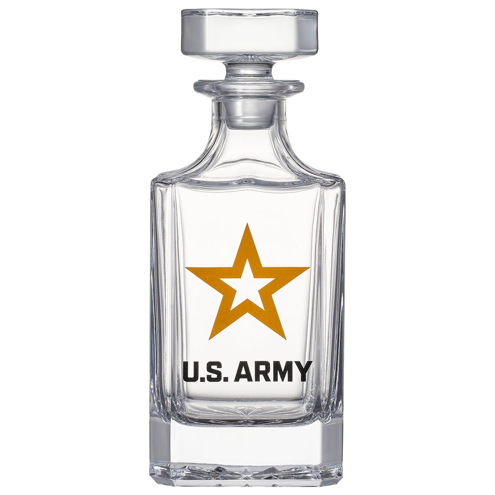 Army whiskey decanter set featuring two 10-ounce glasses and a beautifully crafted wooden gift box — view 2