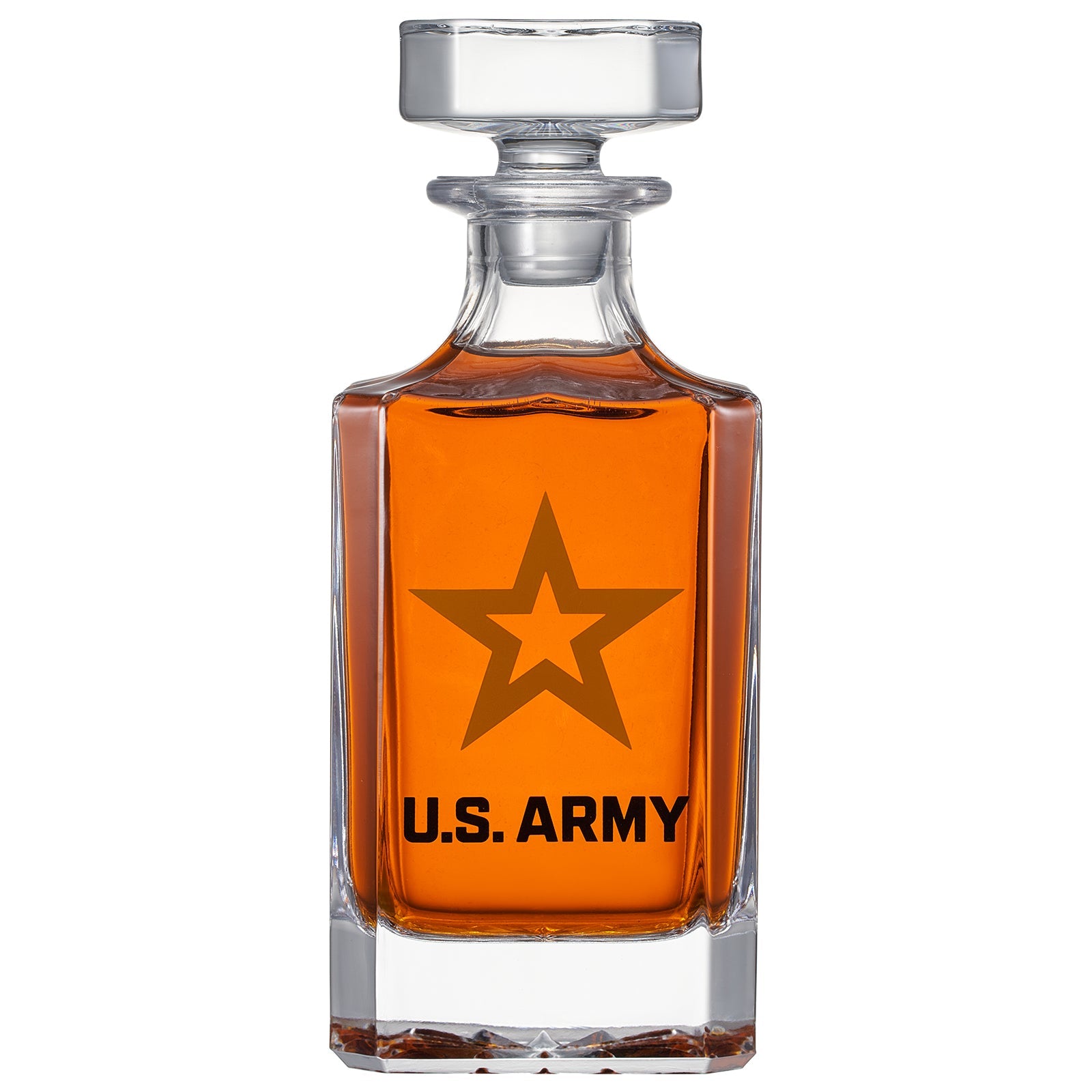 Army whiskey decanter set featuring two 10-ounce glasses and a beautifully crafted wooden gift box — view 3