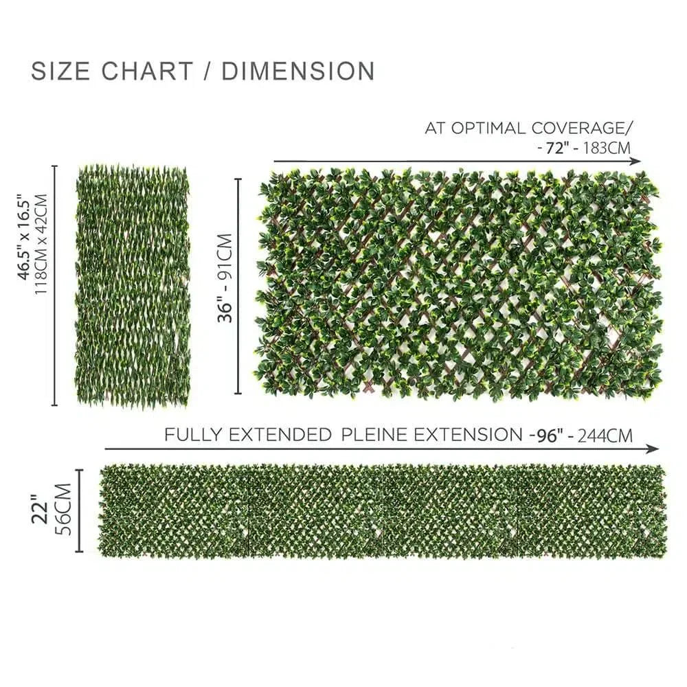 Expandable artificial jasmine trellis privacy screen featuring lifelike green foliage on a diamond lattice. — view 5