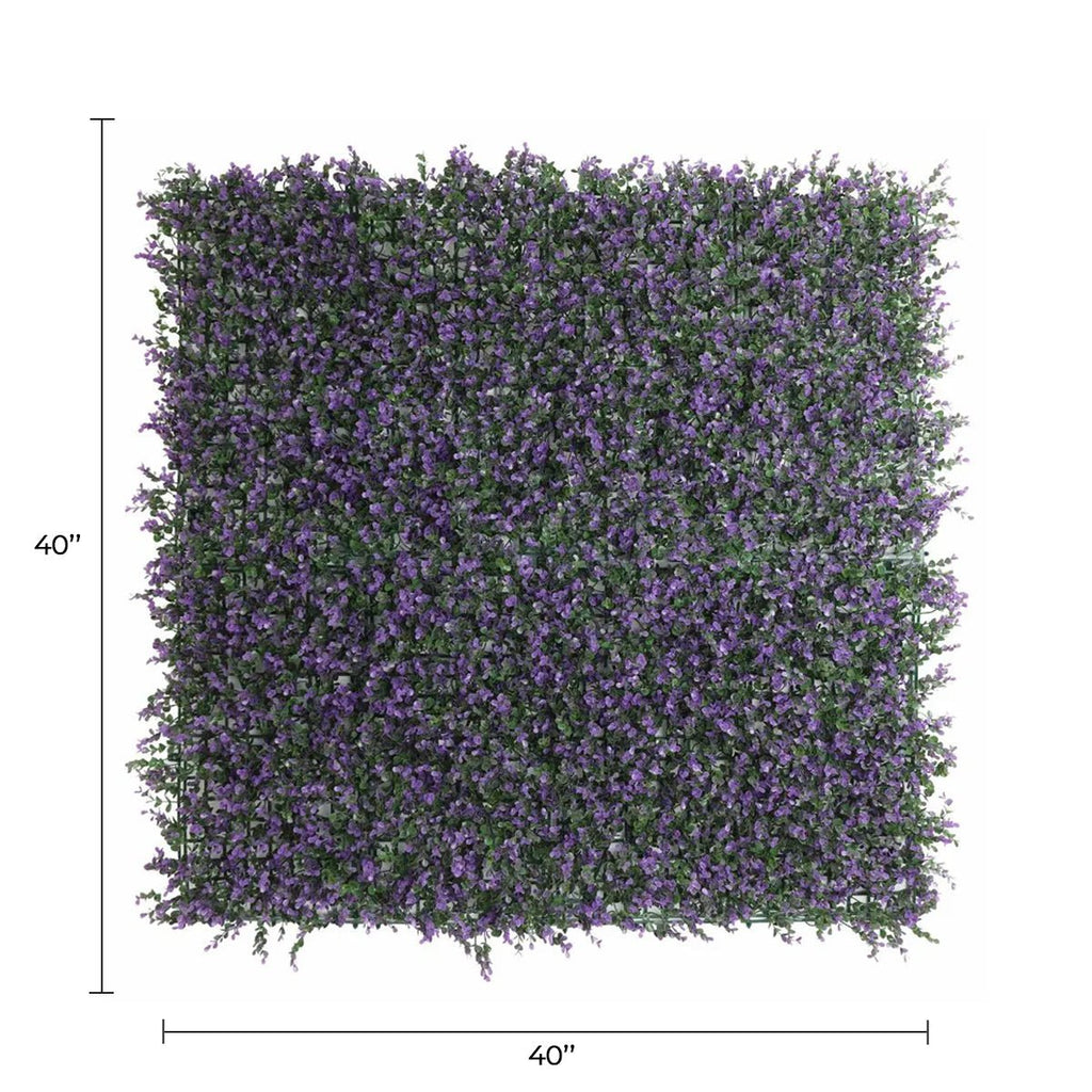 Purple Lavender Boxwood Artificial Vertical Garden Green Wall Panel 40×40in 11 SQ FT – UV Resistant – Commercial Grade-1