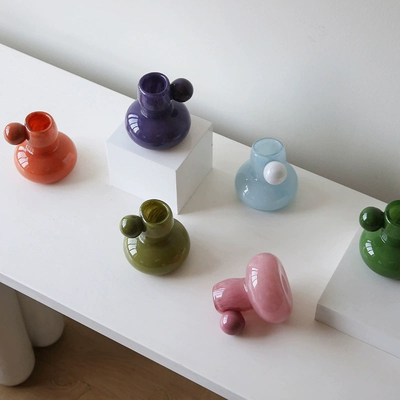 Bonbon mini pastel glazed decorative jar and bud vase with a rounded silhouette — view 2