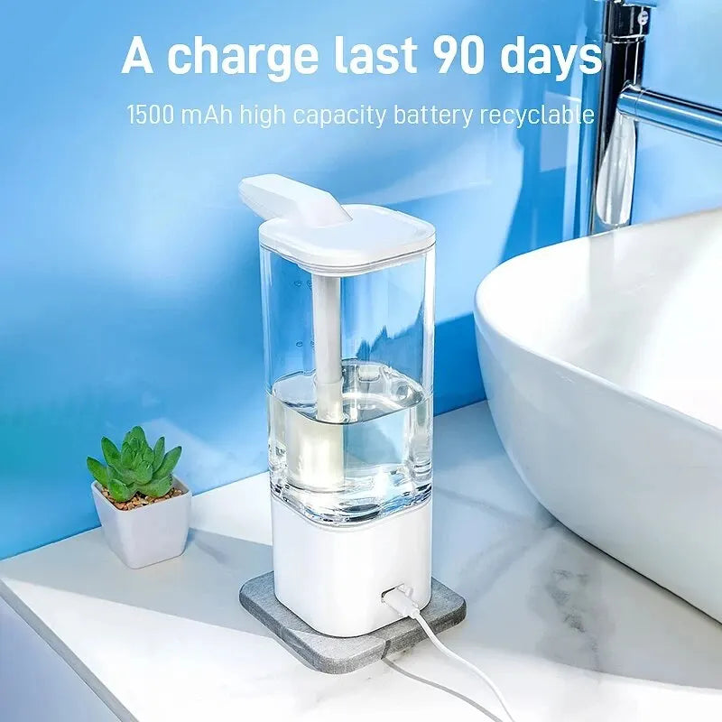Automatic sensor soap dispenser in smooth ABS material with a transparent liquid reservoir for modern bathrooms. — view 5
