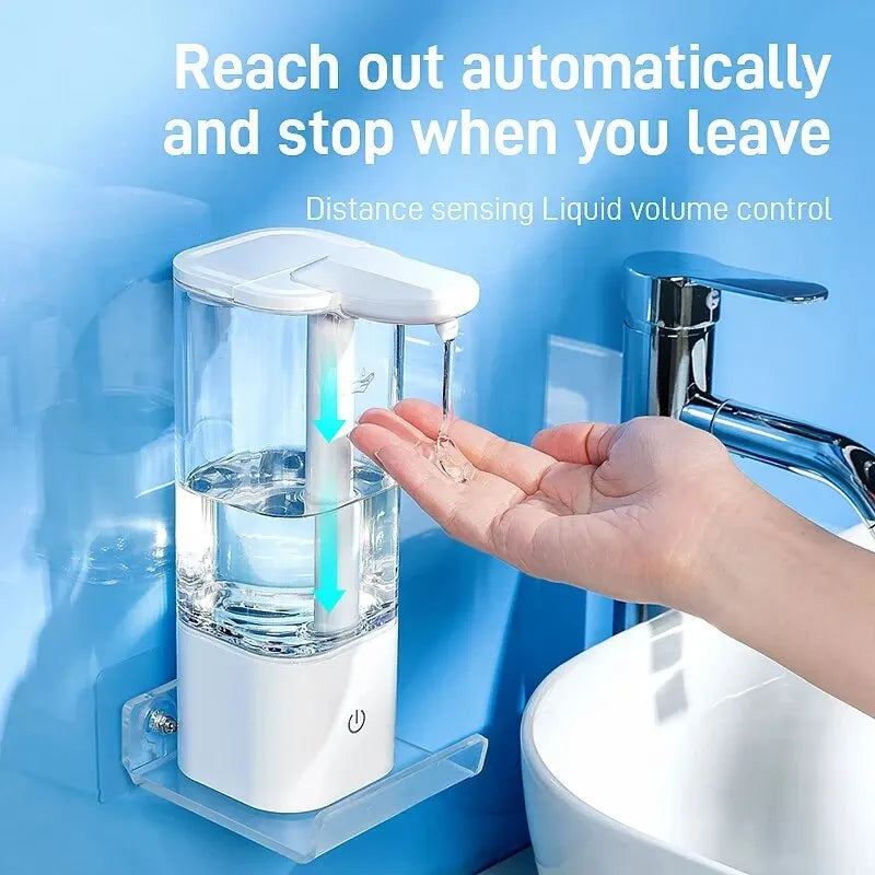 Automatic sensor soap dispenser in smooth ABS material with a transparent liquid reservoir for modern bathrooms. — view 4
