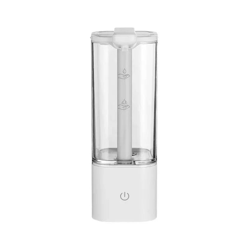 Automatic sensor soap dispenser in smooth ABS material with a transparent liquid reservoir for modern bathrooms.