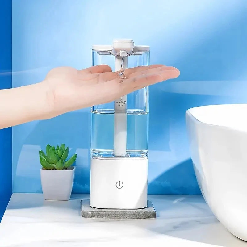 Automatic sensor soap dispenser in smooth ABS material with a transparent liquid reservoir for modern bathrooms. — view 3