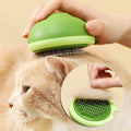Avocado shaped green pet grooming brush with stainless steel bristles for cats and dogs