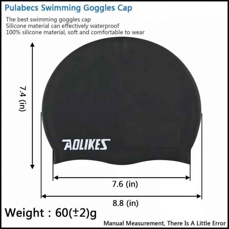 AOLIKES silicone swimming cap, solid colored waterproof swim hat for men and women — view 3
