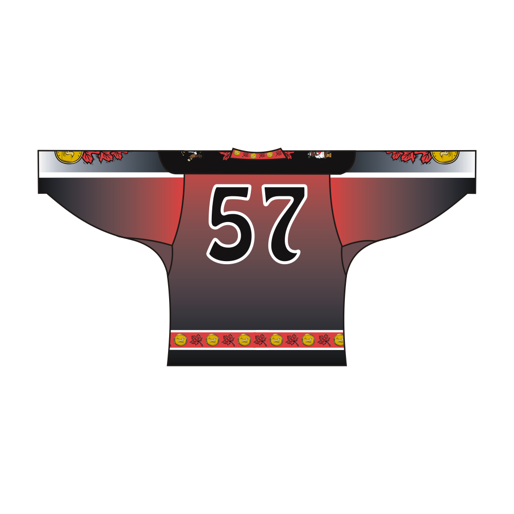 Sublimated Canadian Improv Showcase hockey jersey featuring v-neck collar and long sleeves in breathable polyester — view 2