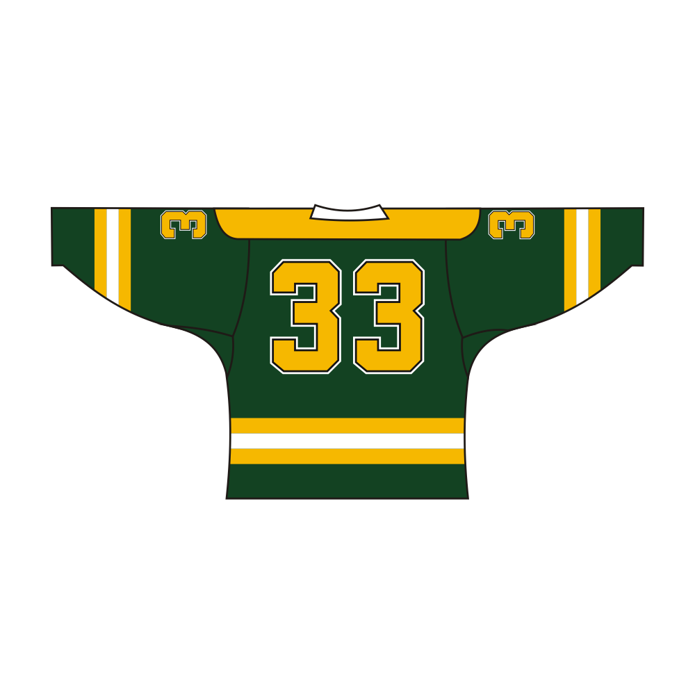 Green sublimated V-neck long sleeve hockey jersey made of breathable polyester fabric — view 2