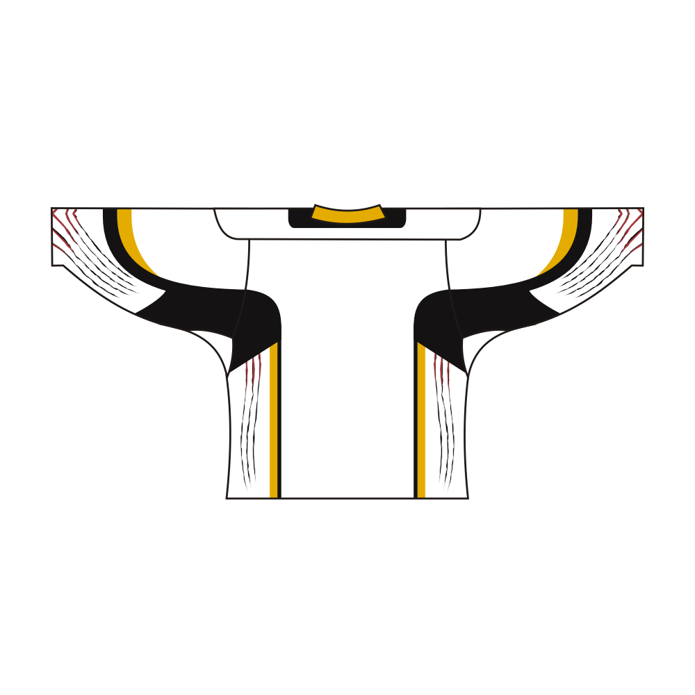 Black and white sublimated tiger team hockey jersey with v-neck and long sleeves. — view 4