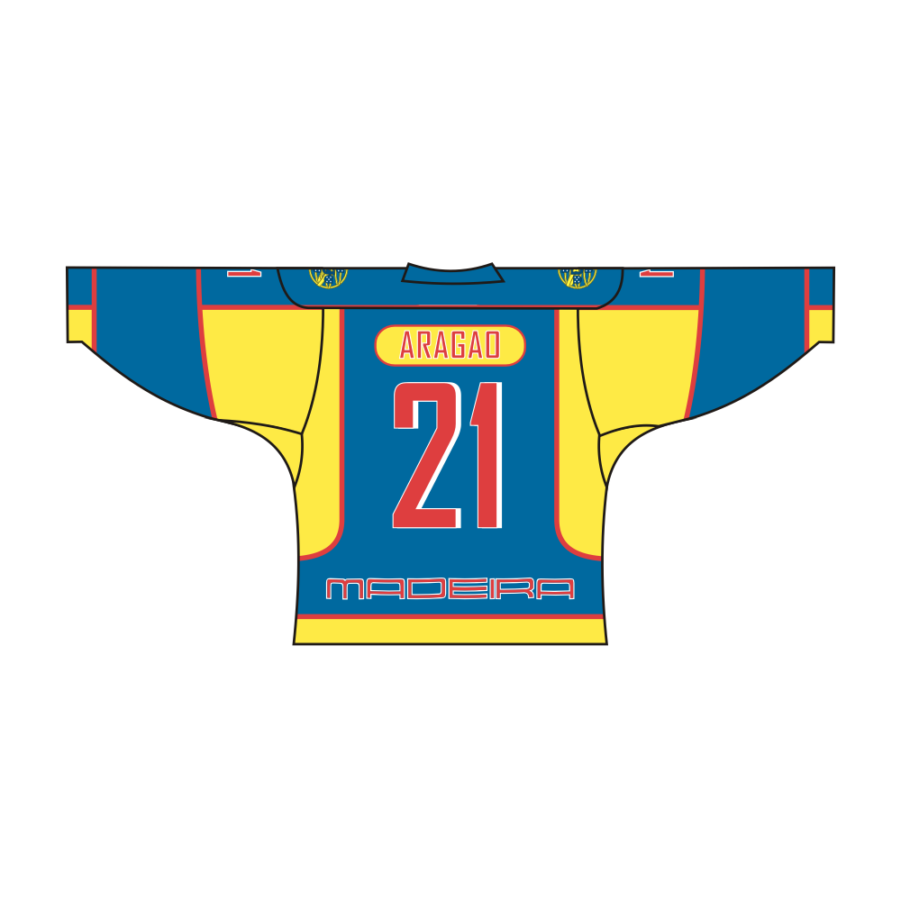 Sublimated Portugal Madeira long sleeve hockey jersey with V-neck collar and vibrant team graphics — view 4