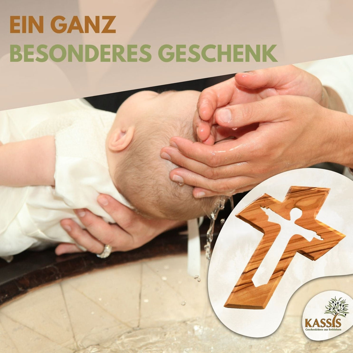 Olivenholz Kreuz mit auferstandenem Jesus (13 cm) | Wandkreuz als Geschenk zur Taufe, Kommunion & Firmung-4