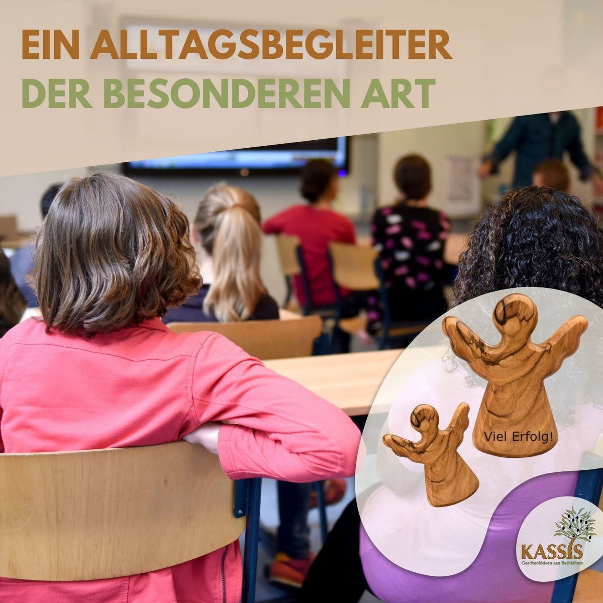 Schutzengel Handschmeichler aus Olivenholz | Kleiner Glücksbringer als Geschenk zur Taufe, Geburt & Kommunion-4